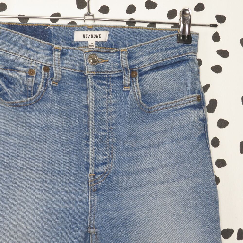 Re/Done Originals Light Wash Denim 90’s High Rise Skinny Ankle Crop Jeans - Picture 4 of 13